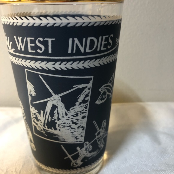 Vintage Federal Glass Barbados Glass , 5” West Indies, Gold Rimmed - Picture 3 of 8